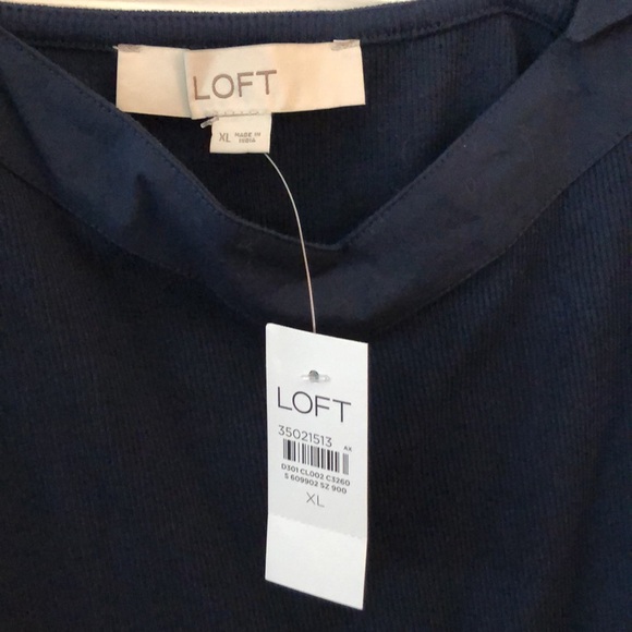 NWT LOFT navy blue ribbed tank top with adjustable, tying straps. - Picture 2 of 5